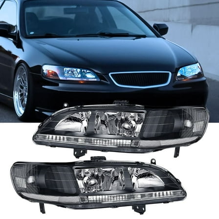 Nilight Headlight Assembly Compatible with 1998 1999 2000 2001 2002 Honda Accord Headlamps Replacement Black Housing Clear Reflector Upgraded Clear Lens Driver and Passenger Side