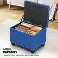 thumbnail image 3 of WSSYzyzf 25 Inches Storage Ottoman, Upholstered Linen Foot Rest Stool for Couch with Hinged Lid, Ottoman with Storage for Living Room, Bedroom, Entryway, Load up to 600 lbs, Blue, 3 of 18
