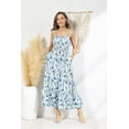 thumbnail image 3 of Womens 2025 New Summer Maxi Dress Sleeveless Floral Spaghetti Strap Smocked Boho Beach Long Dress with Pockets, 3 of 7
