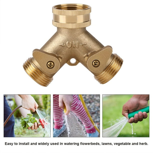 FAGINEY 2 Way Valve Splitter, Hose Pipe Splitter,3/4 Inch Brass 2 Way