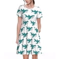 thumbnail image 1 of Fotbe Robe Motif Requin Dessin Animé Décontractée Mode Femme Manches Courtes Robe Maxi Robe T-Shirt Rayée Longue à Blocs de Couleur, 1 of 6