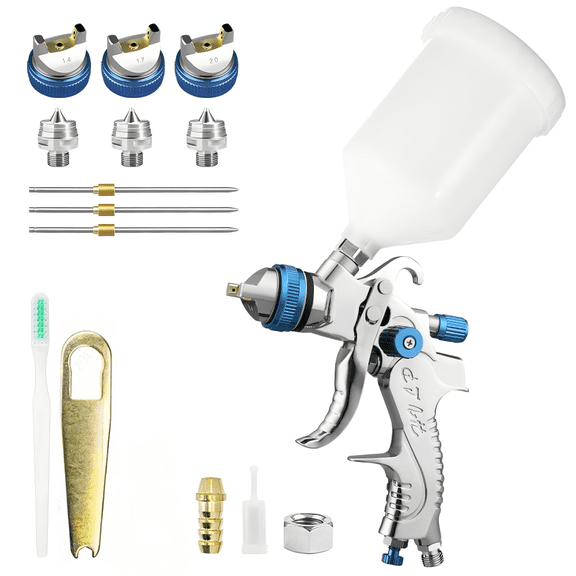 HVLP Gravity Feed Air Spray Gun Kit with 1.4/1.7/2.0mm Nozzles, 650ml Paint Cup, Professional Paint Spray Gun for Automotive, Furniture & DIY