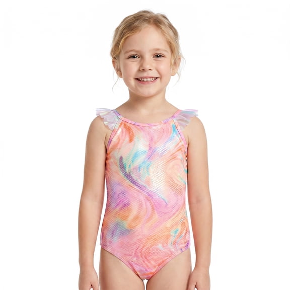 Girls One Piece Mermaid Scale Print Swimwear Bikini Colorful Bathing Suits Cute Princess Beach Swimsuit for Kids Girls 5T