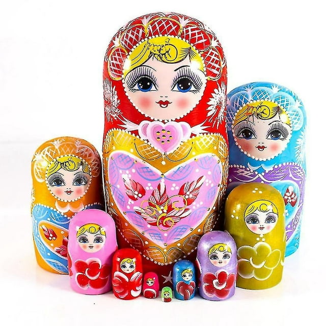 Juguete apilable de madera HUOGUO Craft Wood Shapes Matryoshka, 20 cm