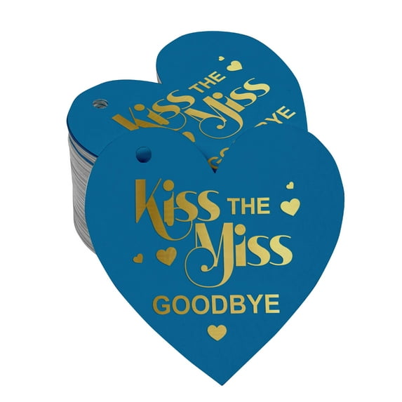 Inkdotpot 50 Pack Kiss The Miss Goodbye Bridal Shower Favor Paper Tag Craft Real Gold Foil Hang Tag