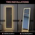 thumbnail image 2 of LVSOMT 63"x20" Full Length LED Mirror with RGB Lights, Free Standing Floor Mirror, Full Body Lighted Mirror, Wall-Mounted Mirror, Dimmable Color-Changing Lighting, White, 2 of 9