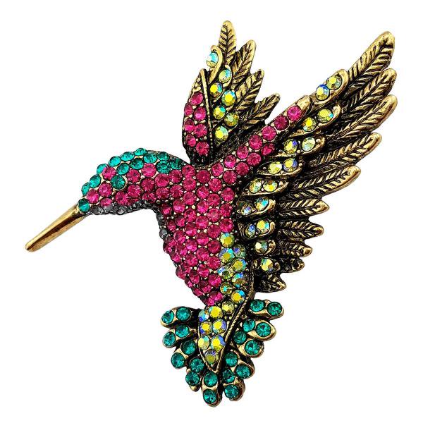 Hummingbird Multi Austrian Crystal Pin Brooch Jewelry Multicolor