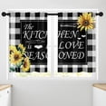 thumbnail image 4 of dinii Black White Buffalo Plaid Check Kitchen Curtains, Farmhouse Sunflower Short Window Drapes Set of 2, Window Treatment Tier Curtains for Kitchen Over Sink Bathroom Decor (26x36 Inch), 4 of 6