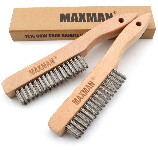 Cepillo de alambre MAXMAN de acero inoxidable de alta resistencia con mango de 10 cm