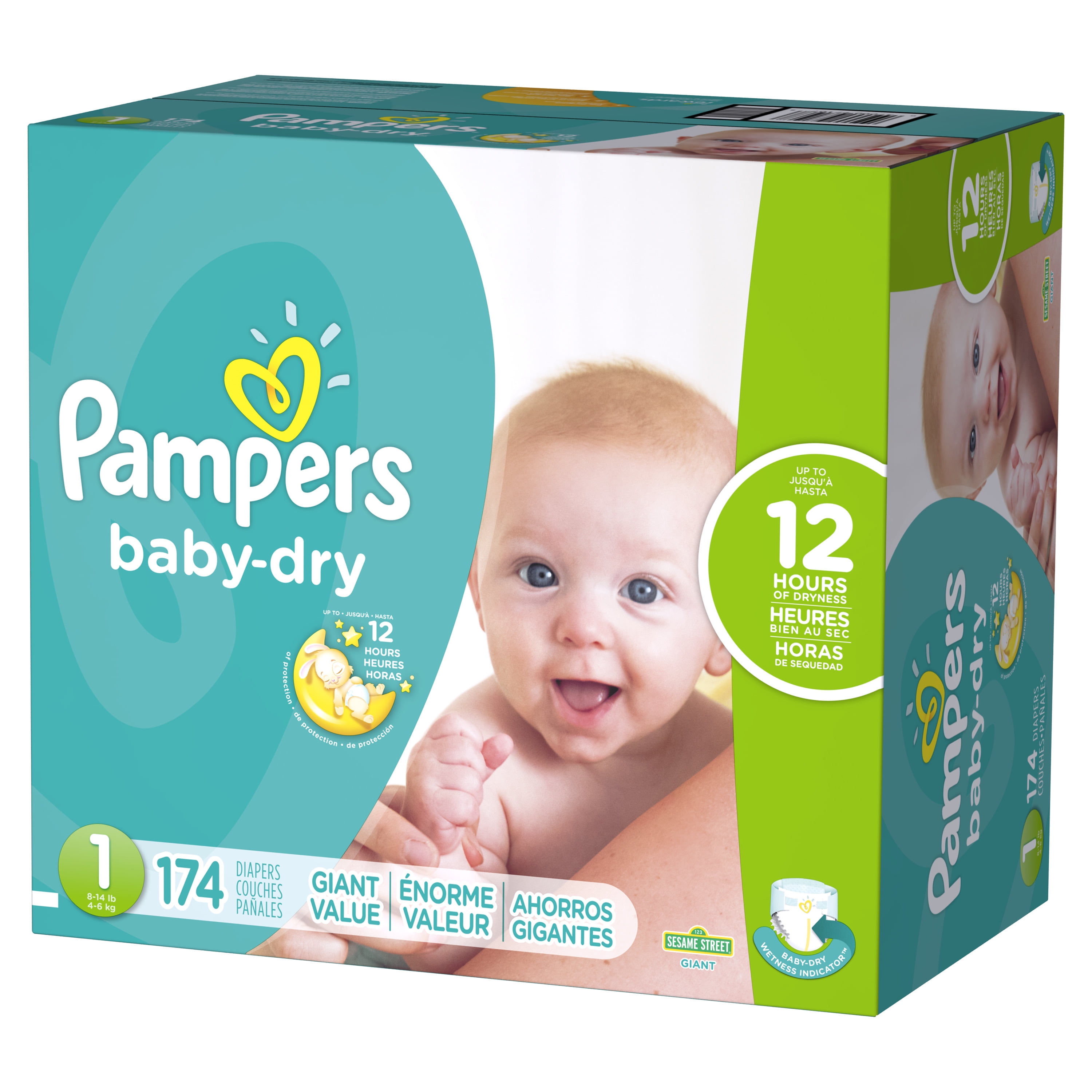Baby-Dry Diapers Size 1 174 Count - Walmart.com