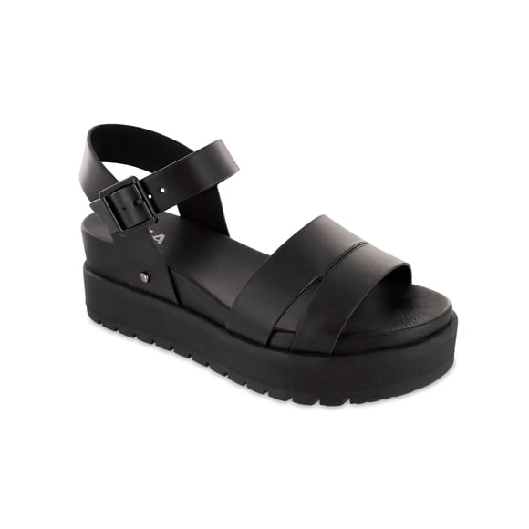 Sandalia MIA Maya Plataforma de Cuero Vegano 6 cm Negra Talle 8.5