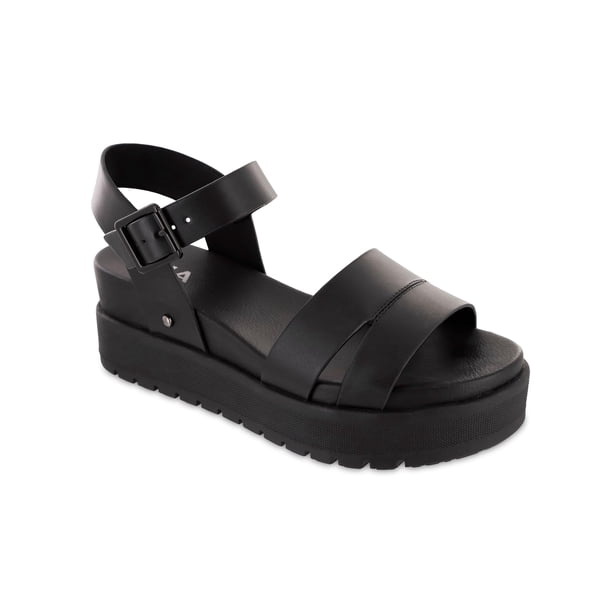 Sandalia MIA Maya Plataforma de Cuero Vegano 6 cm Negra Talle 8.5
