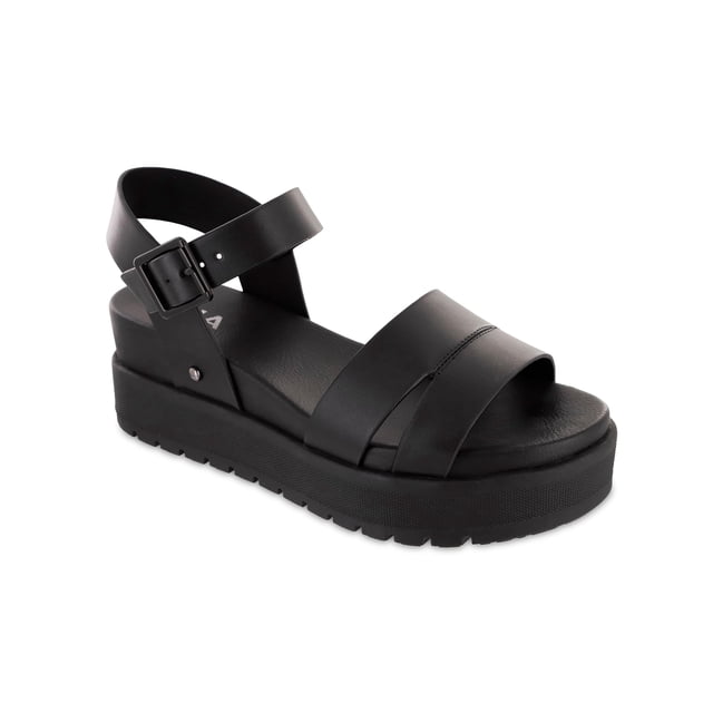 Sandalia MIA Maya Plataforma de Cuero Vegano para Mujer 6 cm Negra
