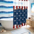 thumbnail image 5 of No Hook Shower Curtain with Built-in Rings - Patriotic Stripe Stars Washable Waterproof Fabric Bathroom Curtains for Hotel,Rentals, Stall 36 X 72 Inch , Farmhouse Country Red White and Blue, 5 of 9