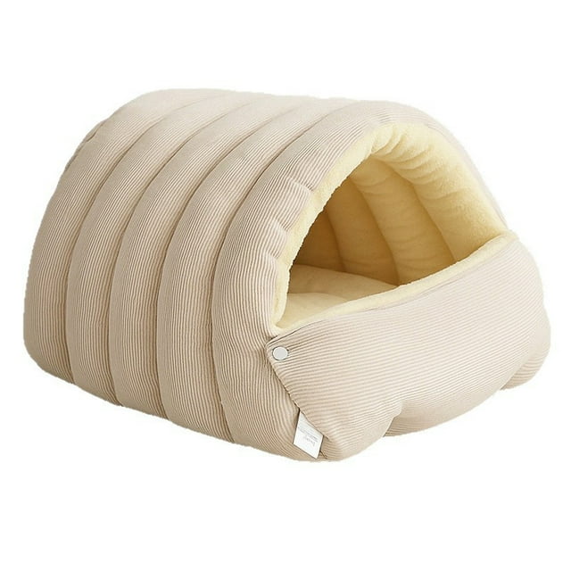 Billuyoard Tienda de campaña tipo cueva para mascotas, casa para perros y gatos. Fácil de limpiar. Aislamiento grueso. Felpa suave y cómoda. Perchas para gatos Beige 45*30*19 cm