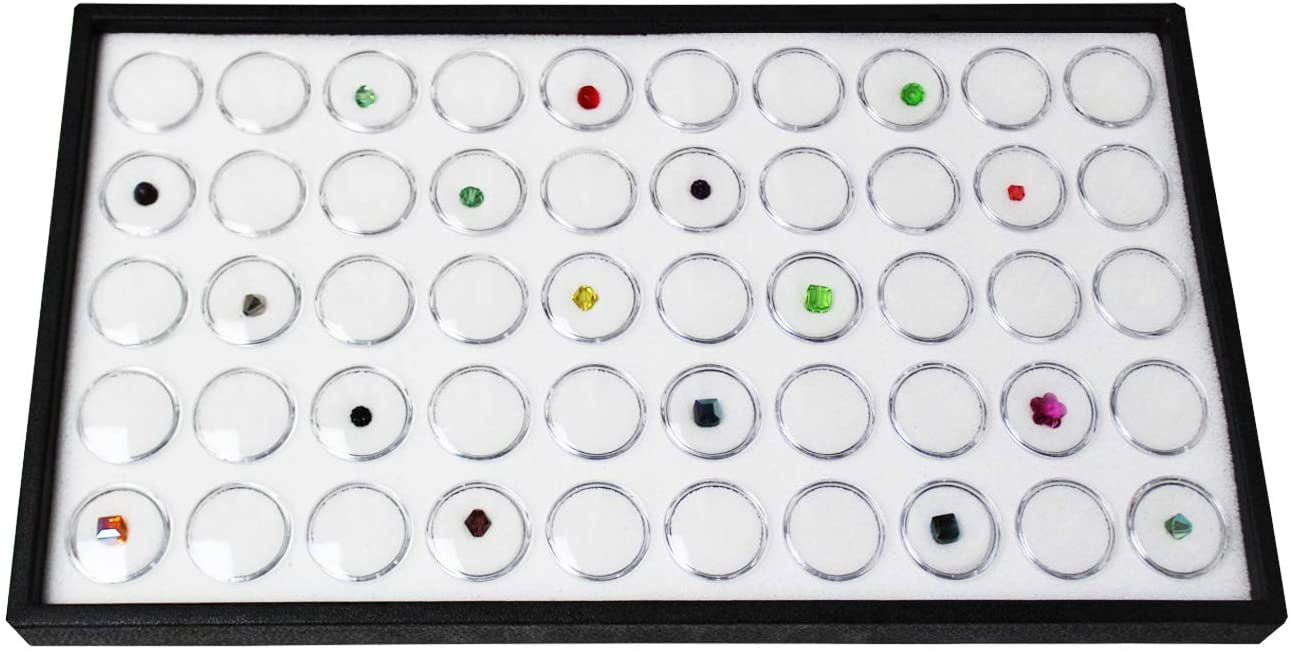 8 16 White Gem Jars Display Inserts & Stackable Tray 
