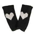 thumbnail image 2 of AWZXDE Warm Knit Gloves for Women with Heart Pattern - Stylish Half Finger Design for Comfort and Functionality Black,A, 2 of 4