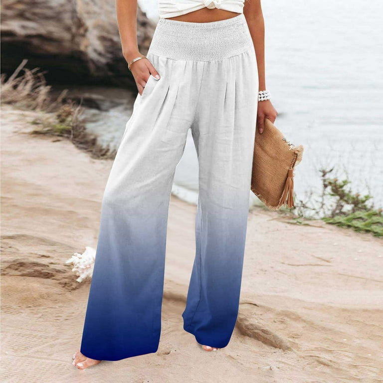 Wide Leg Pants for Women, Women'S Elastic High Waist Solid Color Casual  Loose Long Pants with Pockets Outlet Deals Overstock Clearance Ofertas  Relampago #4 