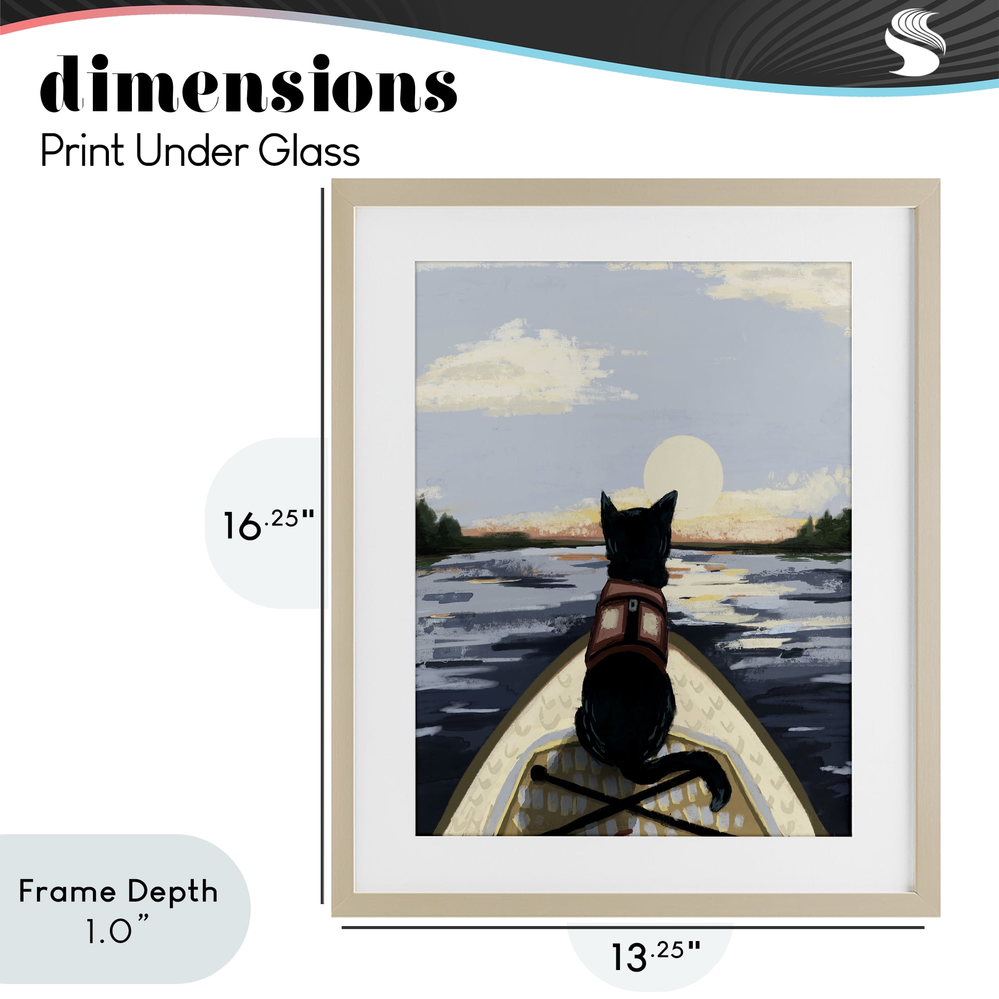 Stupell Industries Peaceful Cat Viewing Lake Birch Framed Print Under Glass, design by Denise Bartkus