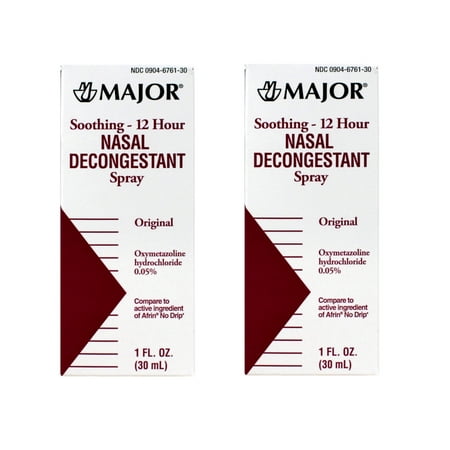 Major Oxymetazoline Hydrochloride Original Adult Spray Immunization Nasal Decongestant 1oz, 2 Pack