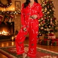 thumbnail image 2 of ZHOGXU Christmas Womens 2 Piece Pajama Sets Printed Long Sleeve Button Down Top Pant Pjs Sets Cozy Nightwear Homewear,Red,L, 2 of 5