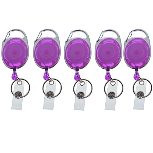 Specialist ID Premium Retractable Carabiner Badge Reels with Key Ring and  Badge Strap (Pack of Five) (Purple) 