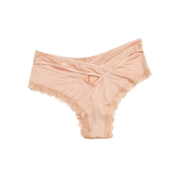 CHUMUD Plus Size Seamless Thong for Women No Show Underwear Breathable Comfort Cross Cutout Panties Soft Lace Undies