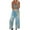 Sky Blue jumpsuits for women, variant on Wycnly Womens Jumpsuits Summer Beach Fashion Loose Wide Leg Strap Jumpsuits with Pocket Trendy Marbled Print Crewneck Sleeveless Maxi Rompers for Women
