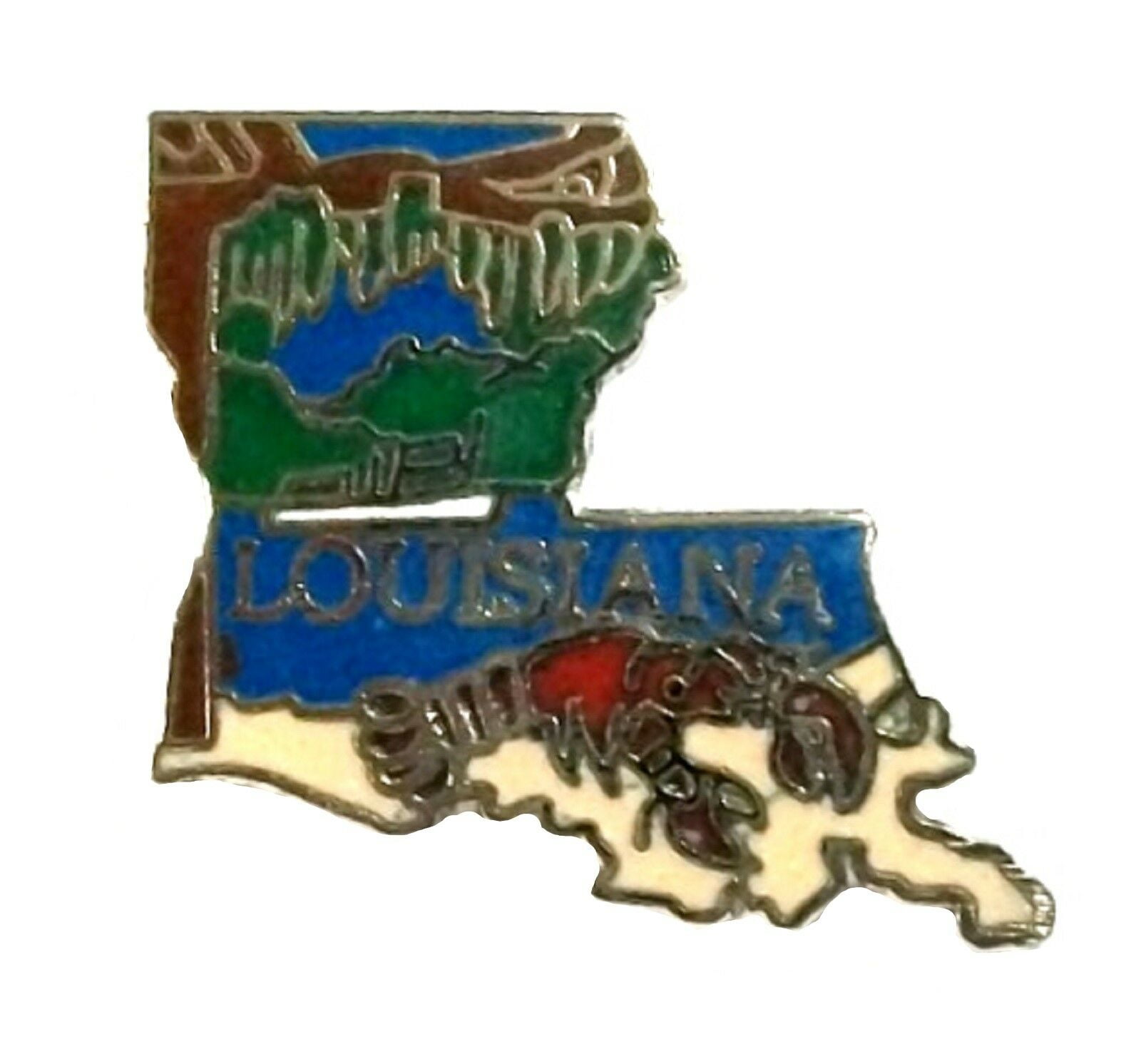 Louisiana State Outline Hat Tac or Lapel Pin 