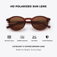 thumbnail image 2 of IVYTIG Lightweight Narrow Fit Retro Pantos Men Women's Polarized Sunglasses, Round Shape, Transparent Brown, 2 of 7