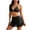 *8-Black, variant on VBVC Women's 3 Piece Bikini Set,Ladies Halter Tie Front Top,High Cut Bottom with Sheer Maxi Cover Up,Hot Pink,Size L