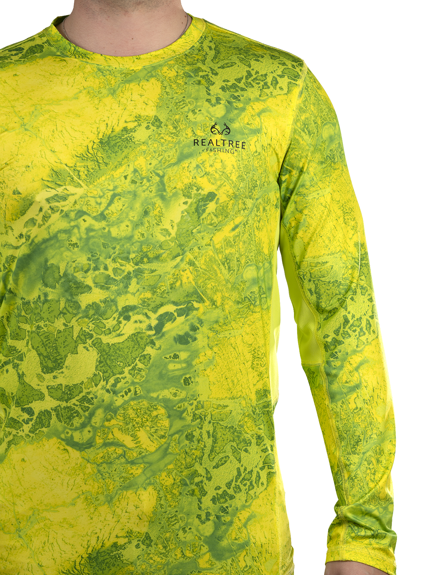 Realtree Wav3 Neon Citrus Camo Long Sleeve Performance Fishing Shirt for  Men 