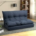 thumbnail image 2 of Adjustable Fabric Folding Chaise Lounge Sofa Floor Couch and Gaming Lazy Sofa, Navy Blue, 2 of 7