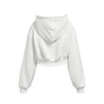 thumbnail image 3 of VNKIDY Women's Sweatshirt Solid Color Quilted Cropped Zip Up Drawstrings Hoodie Long Sleeve Loose Fit Pullover With Textured Design For Casual Outings Stylish Tops, 3 of 3