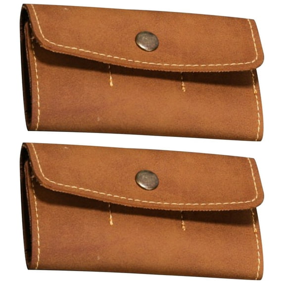 2pcs PU Leather Memory Card Box Retro SD Cards Carrying Case 8 Slots Storage Holder