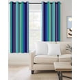 thumbnail image 2 of Mexican Style Blackout Curtains for Bedroom/Living Room, Thermal Insulated Kitchen Curtains, Colorful Mexico Stripes Teal Blue Grommet Darkening Window Treatment Drapes 52"x72"x2, 2 of 8