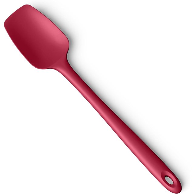 WWS-14in Extra-Long Spatula Spoon: 600ºF Heat Resistant Silicone Spoonula Cooking Utensils for Kitchen Use, Large Scoop Scraper with Flexible Edge & Firm Core for Heavy Mixing, Serving (Red)
