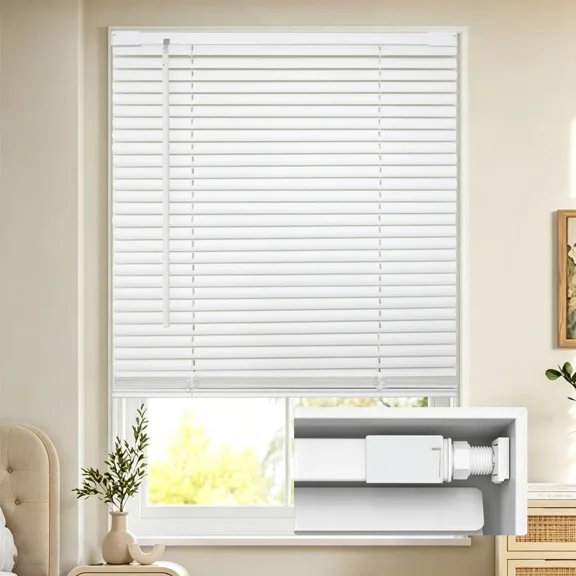 MYshade No Tools-No Drill White-22.5W*64H Cordless 1" Light Filtering Mini Blinds for Indoor Windows Horizontal Shades with Smooth Lift & Dustproof Slats