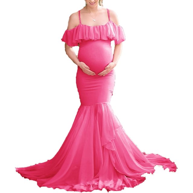 Ruffles Maxi Maternity Gown for Photo Shoots Cute Maternity Dresses Photography Props