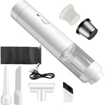 Handheld Vacuum Cordless, 19000Pa Brushless Car Vacuum Cleaner and Air Duster, Portable Hand Held Vacuum Rechargeable with Multi-Nozzles, Dust Busters for Car, Home, Pet Hair, Office, Keyboards,White