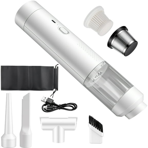 Handheld Vacuum Cordless, 19000Pa Brushless Car Vacuum Cleaner and Air Duster, Portable Hand Held Vacuum Rechargeable with Multi-Nozzles, Dust Busters for Car, Home, Pet Hair, Office, Keyboards,White