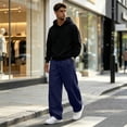 thumbnail image 7 of Evdexr Mens Baggy Sweatpants Wide Leg Drawstring Pants 2026 Breathable Casual Vintage Joggers Elastic Loose Fit Outdoor Slacks with Pockets 2XL, 7 of 7