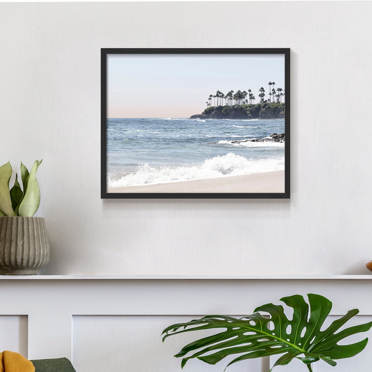 Distant Palms by Natalie Carpentieri - Restickable Framed Giclée Print