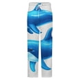 thumbnail image 5 of Blue Dolphins Pattern Winter Female Pants Flannel High Waist Women Pants Lady Warm Straight Leg Plush Trousers, 5 of 7