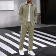 thumbnail image 2 of Zenithor Men's 2 Piece Linen Set Long Sleeve Button Down Shirts and Drawstring Straight Pants Casual Beach Vacation Outfits S-3XL, 2 of 8