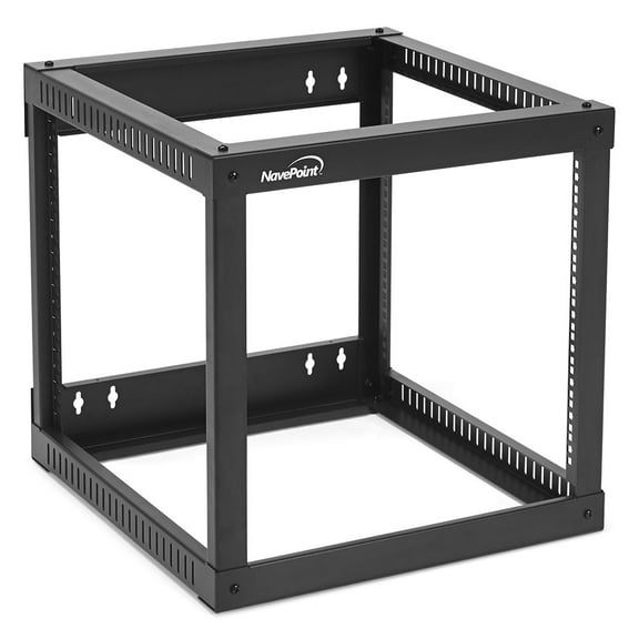 NavePoint 9U Side Load Wall Mount Network Rack, 22-Inch Depth, Wall Mount Equipment, Easy Rear Access to Equipment, Flexible Cable Management, Steel, Assembly and Mounting Hardware Included.