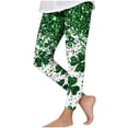 thumbnail image 2 of Avrnliq St. Patrick's Day Girls Leggings, Green Faux Glitter Clover High Waist Stretchy Kids Leggings Size 4-12,Size 7 T, 2 of 7