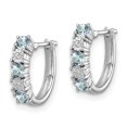 thumbnail image 2 of Auriga Fine Jewelry 925 Sterling Silver Rhodium-plated Aquamarine and Diamond Hoop Earrings for Women, 2 of 6
