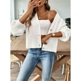 thumbnail image 6 of Women'S Cardigan Sweaters 2025 Fall Open Front Oversized Button V Neck Loose Soft Knit Outwear White L, 6 of 9