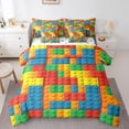 thumbnail image 1 of Building Blocks Bed in a Bag Queen 7 Pieces - Queen Size Comforter Set,Colorful Bricks Bedding Sets Gradient Rainbow Geometry Brick Bed Set with Comforter,Sheets,Pillowcases & Shams, 1 of 5